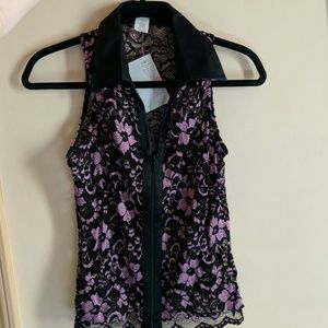 Caché sleeveless lace top.